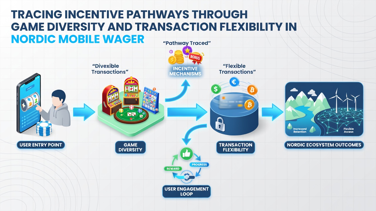 Illustration of transaction flows linking diverse games with incentive credits on Nordic mobile platforms